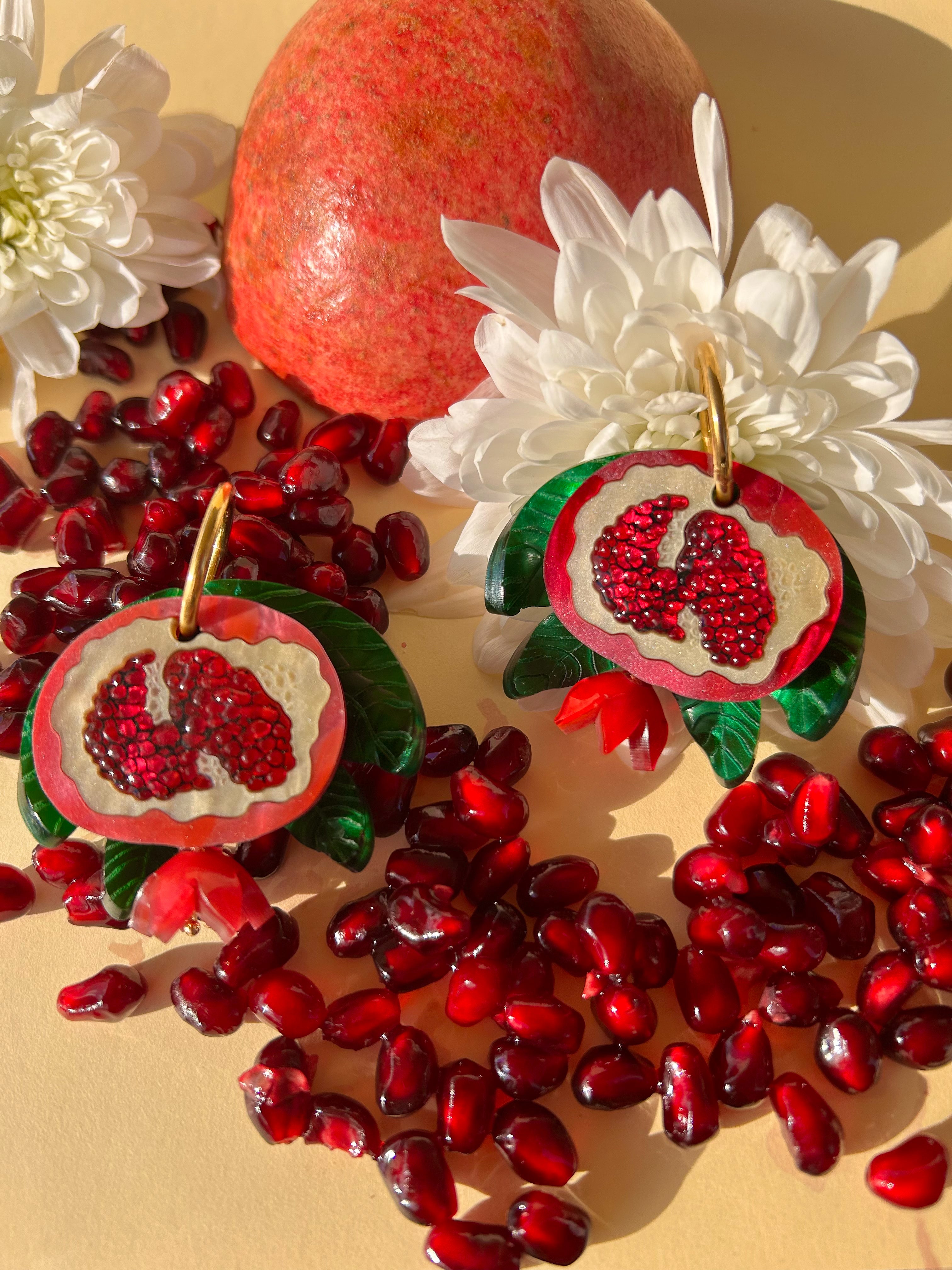 Pomegranate • Ρόδι • Ródi Earrings (Features:Two Pairs of Earrings in One/Reversible)