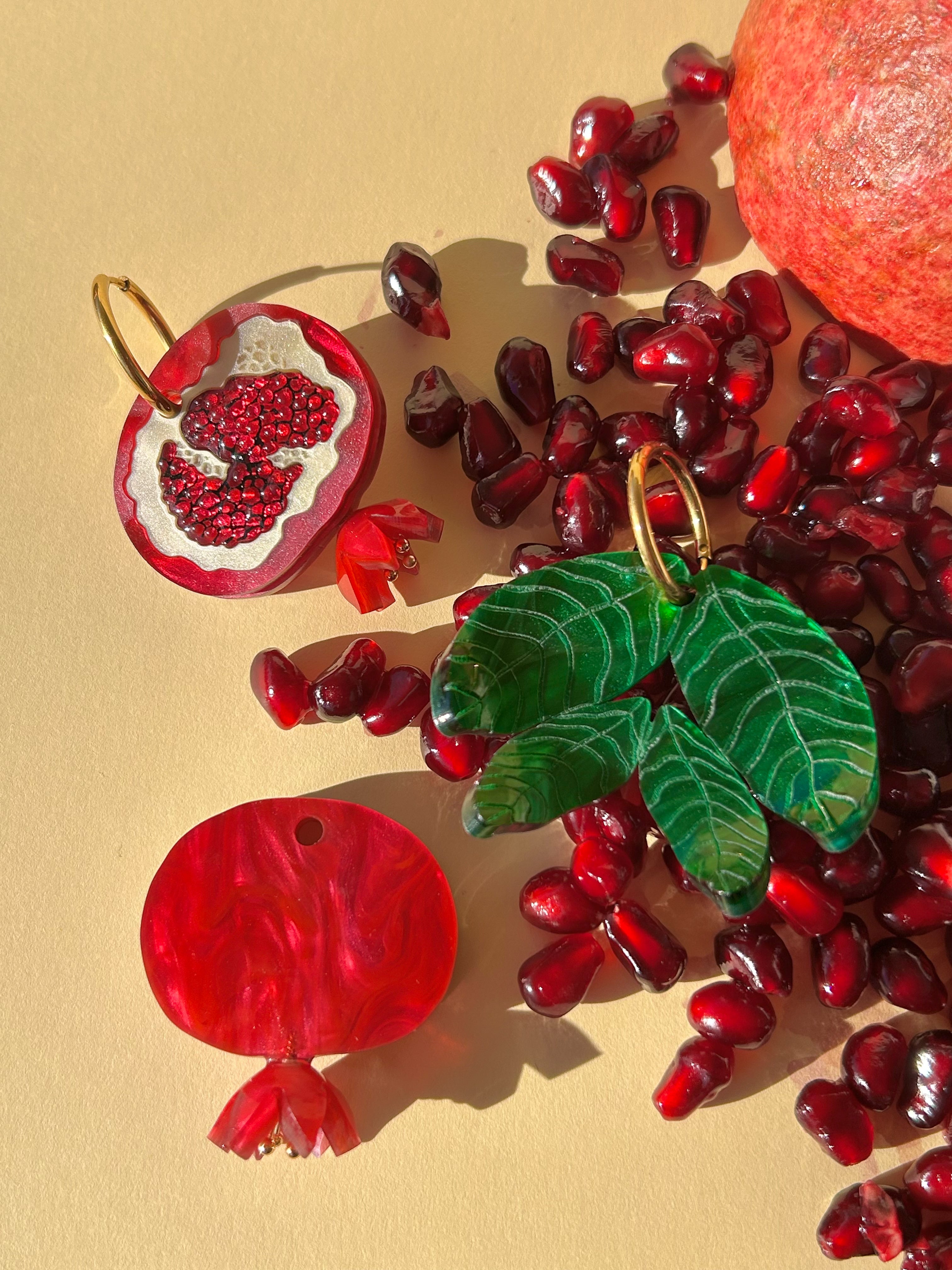 Pomegranate • Ρόδι • Ródi Earrings (Features:Two Pairs of Earrings in One/Reversible)